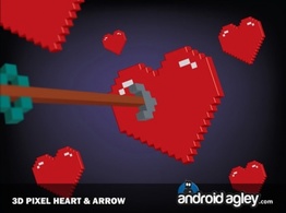 3D Pixel Heart and Arrow