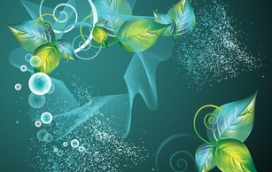 Abstract Green Swirl Floral Vector Background Thumbnail
