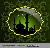 Abstract mosque with green creative artwork background Thumbnail