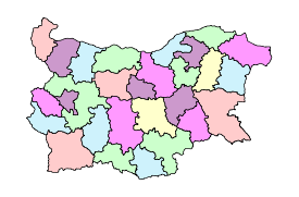 administrative map of Bulgaria Thumbnail