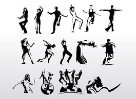 Aerobic Art Dancer Vector Silhouettes Thumbnail