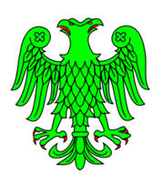 Aguila bicefala sinople, linguada y lampasada de gules