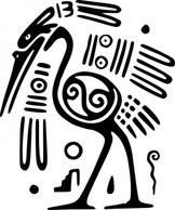 Ancient Mexico Motif Bird clip art Thumbnail