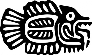 Ancient Mexico Motif Fish clip art