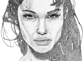 Angelina Jolie Stipple Art Vector Thumbnail