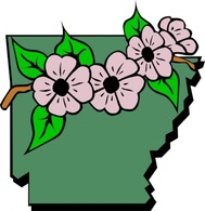 Arkansas Map And Flower clip art Thumbnail
