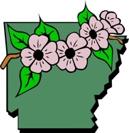 Arkansas Map And Flower clip art