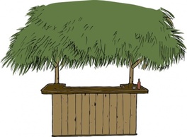 Bar Branches Palmtree Cartoon Tropical Southern Tiki Hut Thumbnail