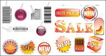 Bar codes, crystal icons, beer cap vector material Thumbnail