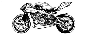 Black and white motorcycle vector material