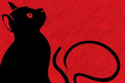 Black Cat on Red Background Vector Thumbnail