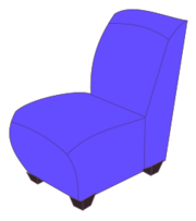 Blue armless chair