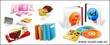 Books, such as CD-ROM icon vector material bouquets Thumbnail