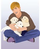 Boy and dog vector 1