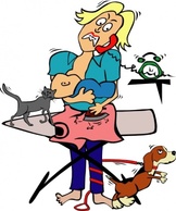 Busy Mom With Child And Pets clip art Thumbnail
