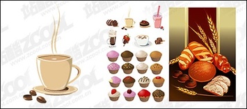 Cake, bread, drinks and other vector material Thumbnail