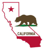 California - Outline and Flag (Solid)