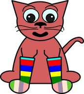 Cartoon Cat In Rainbow Socks clip art Thumbnail
