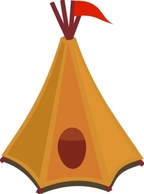 Cartoon Tipi Tent With Red Flag clip art Thumbnail