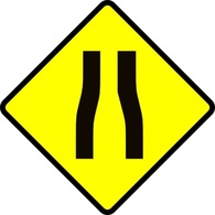 Caution Road Narrows clip art Thumbnail