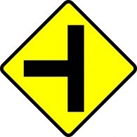 Caution T Junction Road Sign clip art Thumbnail