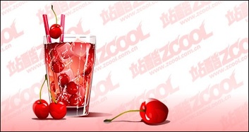 Cherry cold drink tastes vector material Thumbnail