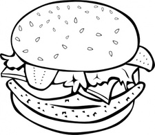 Chicken Burger (b And W) clip art Thumbnail