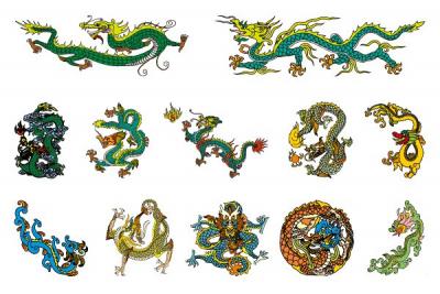 Classic Chinese Dragons Vector Thumbnail