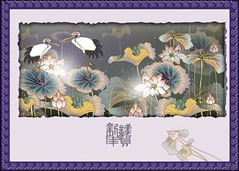 Classical auspicious vector of material - Crane Lotus plans