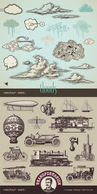 Clouds and transport vector set Thumbnail