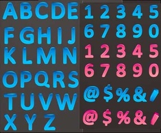 Color three-dimensional letters and numbers vector
