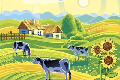 Country Farm Vector Illustration Thumbnail