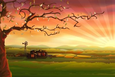 Country Scenery Vector Illustration Thumbnail