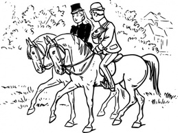 Couple Riding Horses clip art Thumbnail