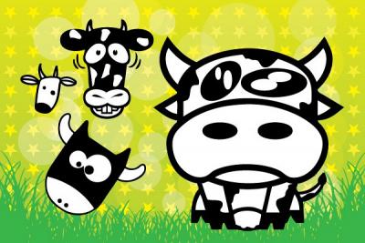 Cows Vector Cartoon Thumbnail