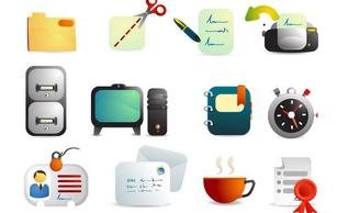Cute Office Supplies Vector Icons Thumbnail