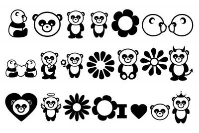 Cute Panda Bears Vector Thumbnail