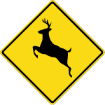 Deer Crossing Vector Sign Thumbnail