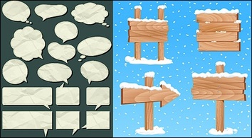 Dialogue bubble paper and wood grain pattern vector material signs Thumbnail