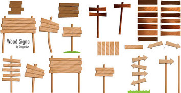 Different type wood signs free vector Thumbnail