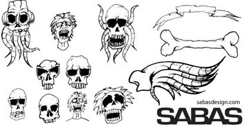 Different types of skulls free vector