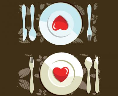 Dinner with hearts in the plates Thumbnail