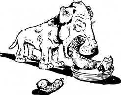Dog Eating Sausage clip art