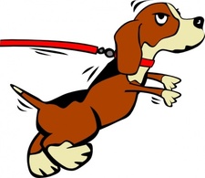 Dog On Leash Cartoon clip art