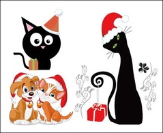 Dogs and Cats Christmas Vector Thumbnail