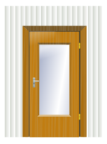Door with cristal and wall Thumbnail