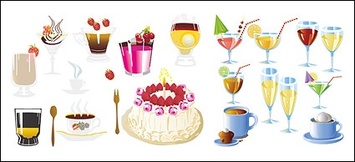Drinks and cake Vector material Thumbnail