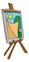 Easel with kids painting Thumbnail