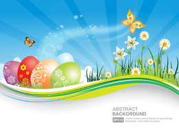 Easter natural banner with eggs Thumbnail