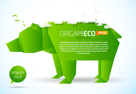 Eco friendly green origami template bear Thumbnail